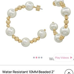 What’s Hot: Elegant Gold and Pearl Hoop Earrings - Water Resistant - NWT